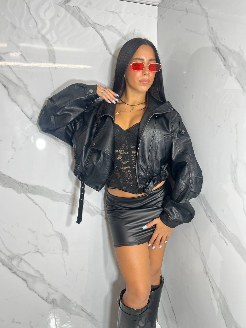 Giubbino Pelle Crop