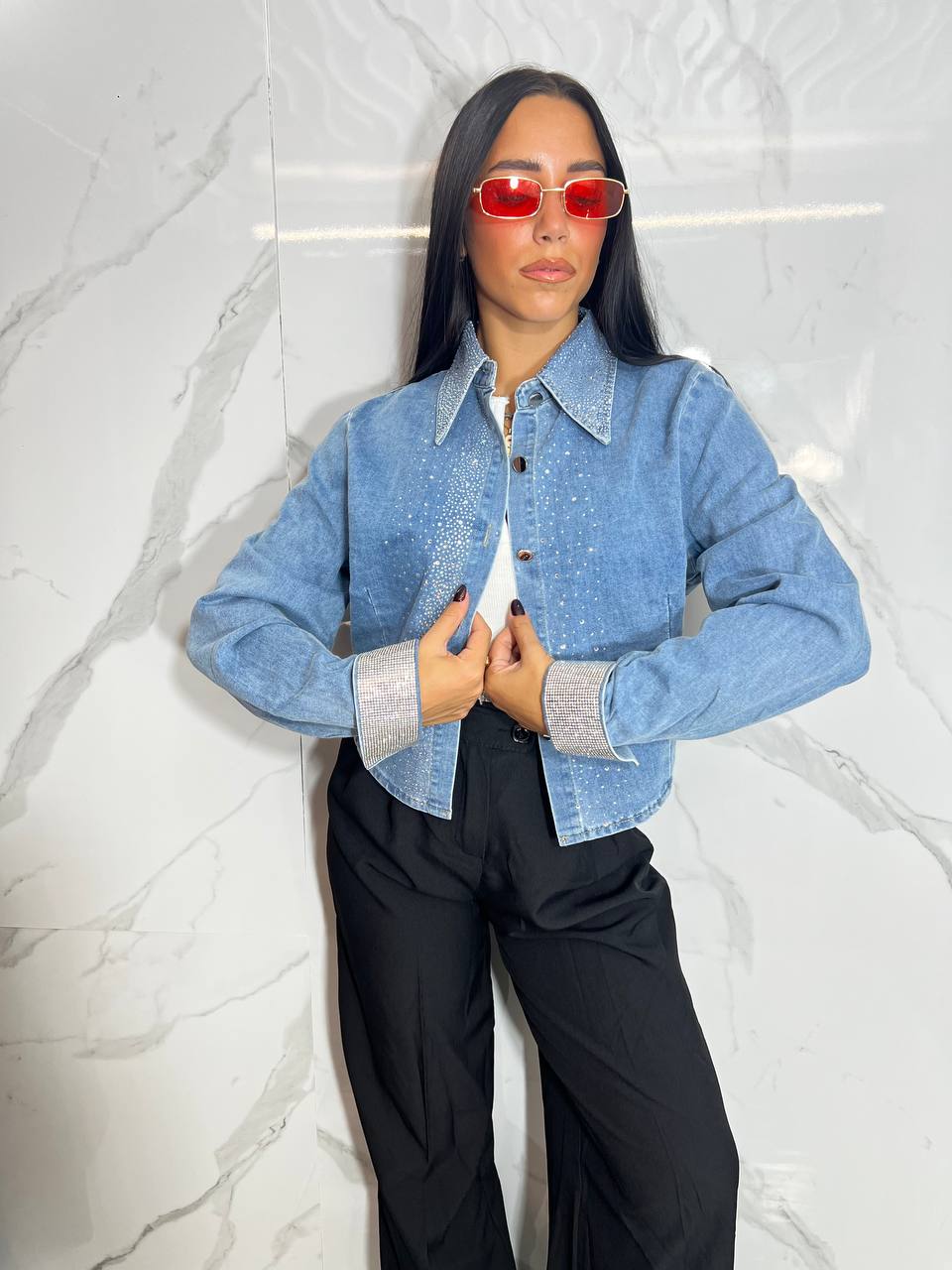 Camicia Denim Strass