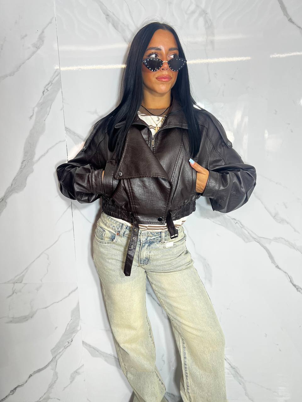Giubbino Pelle Crop